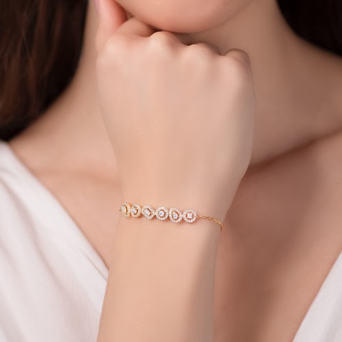 Bransoletka celebrytka Savicki: srebrna pozłacana, cyrkonie